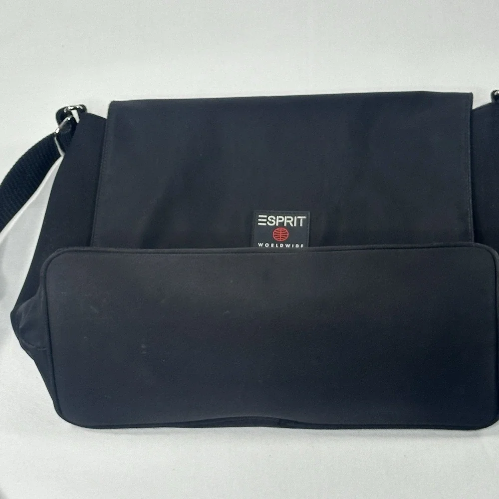 Vintage Esprit Neoprene Black Messenger Bag Y2K Adjustable Strap Crossbody